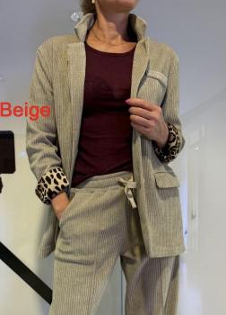 ESViViD Cord-Blazer, beige und rosa/malve